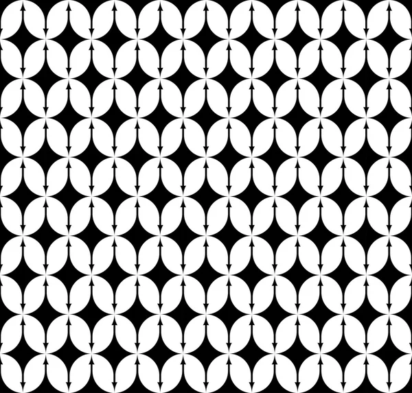 Zwart-wit geometrische naadloze patroon met pijl hoofd, abstracte achtergrond. — Stockvector