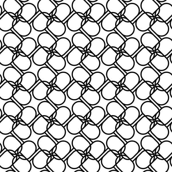 ラインと黒と白の幾何学的なシームレス パターンと楕円形で、抽象的な背景. — ストックベクタ