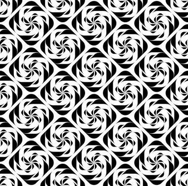 Siyah ve beyaz geometrik seamless modeli twist şık, soyut arka plan.