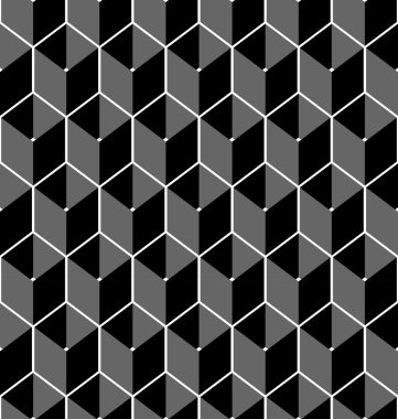 Siyah ve beyaz geometrik Dikişsiz desen üçgen ve yamuk, arka plan ile.