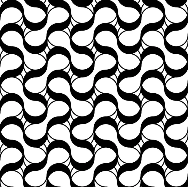 波線、抽象的な背景黒と白の幾何学的なシームレス パターン. — ストックベクタ