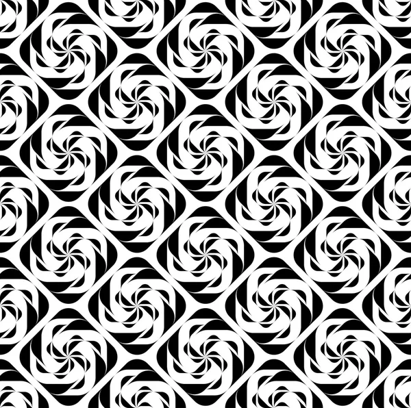 Zwart-wit geometrische naadloze patroon twist stijlvolle, abstracte achtergrond. — Stockvector