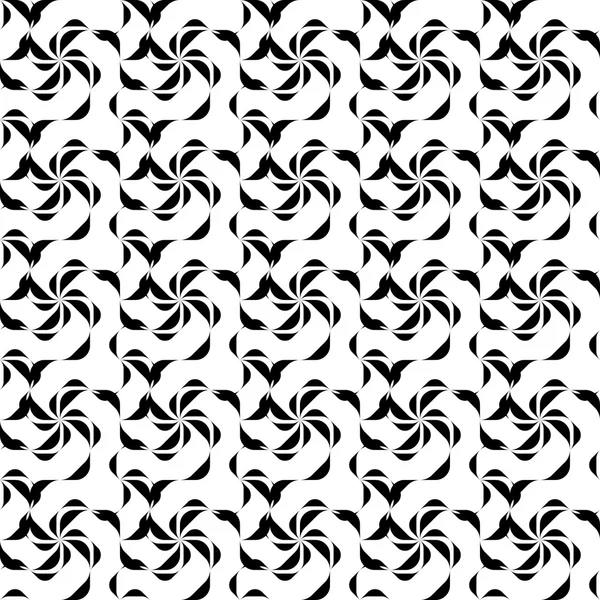 Zwart-wit geometrische naadloze patroon twist stijlvolle, abstracte achtergrond. — Stockvector