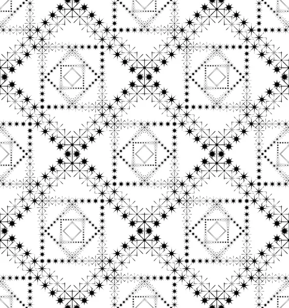 Black and white geometric seamless pattern with point of the star, abstract background. — Stock Vector