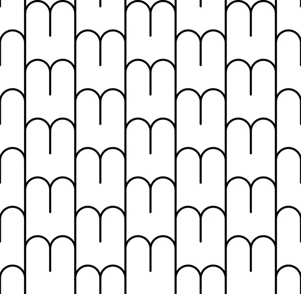 Zwart-wit geometrische naadloze patroon met golvende lijn, abstracte achtergrond. — Stockvector