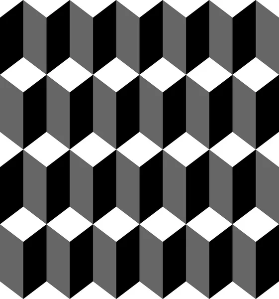 Patrón geométrico sin costura en blanco y negro con trapezoide y diamante, fondo abstracto . — Archivo Imágenes Vectoriales