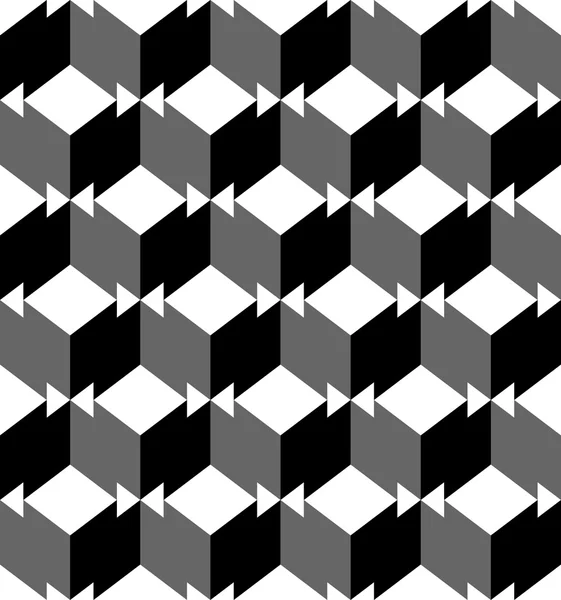 Patrón geométrico sin costura en blanco y negro con triángulo y trapezoide, fondo abstracto . — Archivo Imágenes Vectoriales