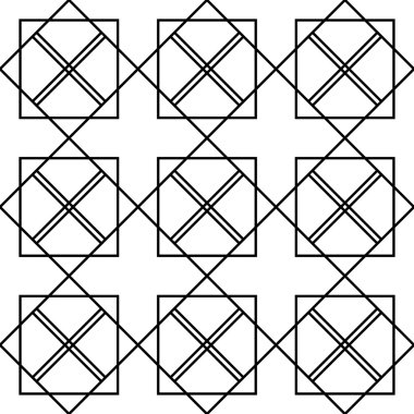 Siyah ve beyaz geometrik seamless modeli ile kare ve çizgi, arka plan.