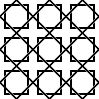 Siyah ve beyaz geometrik seamless modeli ile örgü şık, soyut arka plan.
