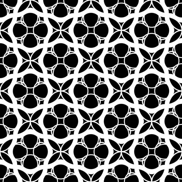 Patrón geométrico sin costura en blanco y negro con línea ondulada y círculo, fondo abstracto . — Vector de stock
