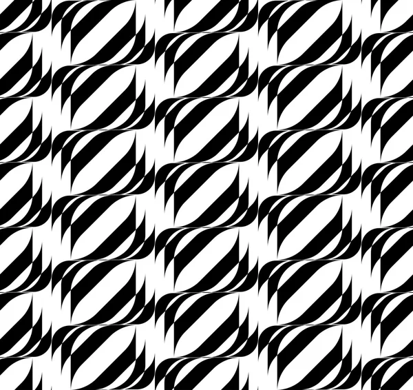 Zwart-wit geometrische naadloze patroon met golvende stripe, abstracte achtergrond. — Stockvector
