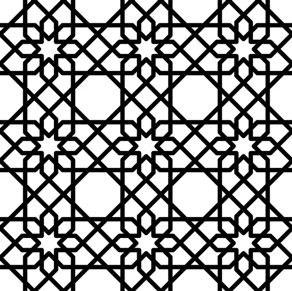 Padrão sem emenda geométrico preto e branco em árabe elegante, fundo abstrato . —  Vetores de Stock