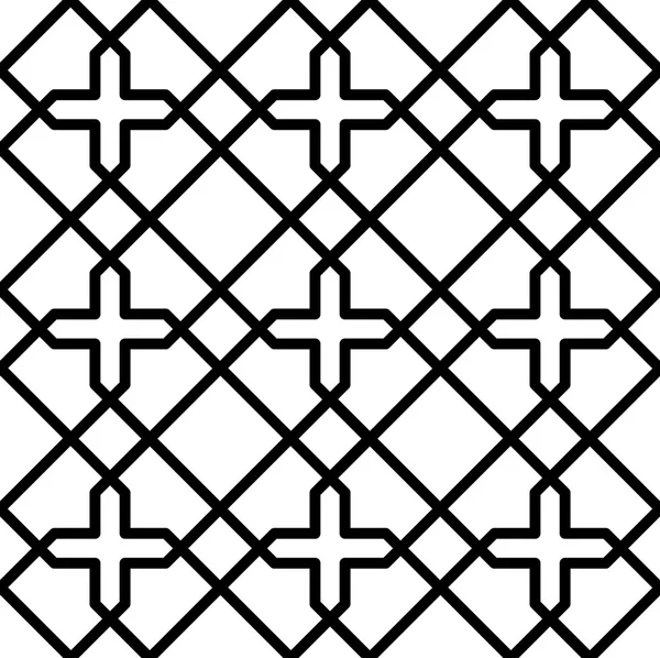 Zwart-wit geometrische naadloze patroon in Arabische stijlvolle, abstracte achtergrond. — Stockvector