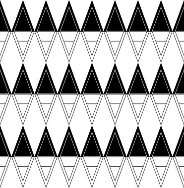 Siyah ve beyaz çizgili ve üçgen, arka plan ile geometrik seamless modeli.