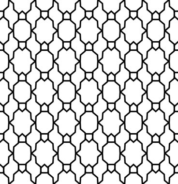 Siyah ve beyaz geometrik seamless modeli modern çizgiyle, arka plan şık.