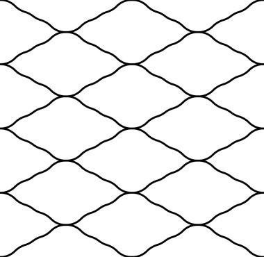Siyah ve beyaz geometrik seamless modeli ile dalgalı çizgi, arka plan.