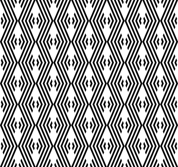 Schwarz-weißes geometrisches nahtloses Muster mit Streifen, abstraktem Hintergrund. — Stockvektor