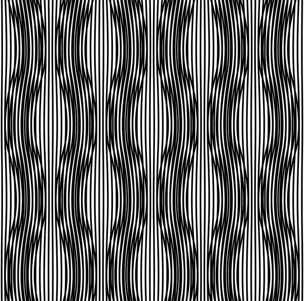 Zwart-wit geometrische naadloze patroon met golvende lijn, abstracte achtergrond. — Stockvector