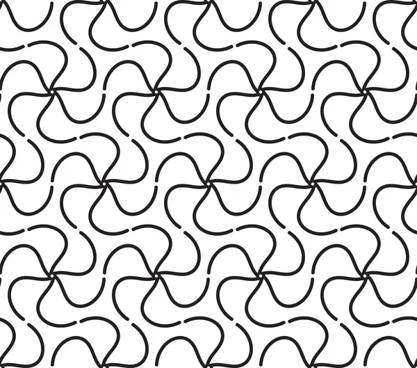 黑色和白色几何无缝模式用波浪线，抽象背景. — 图库矢量图片