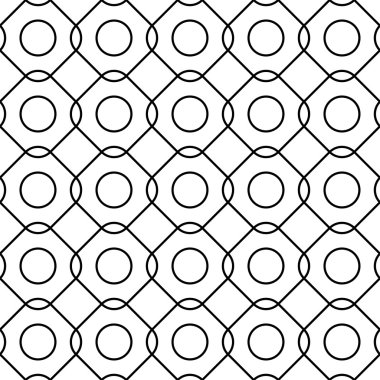 Siyah ve beyaz çizgili ve daire, arka plan ile geometrik seamless modeli.