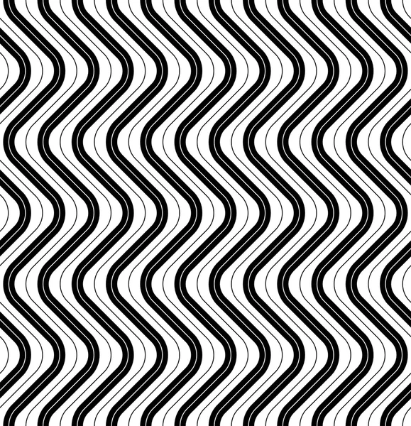 黒と白の幾何学的なシームレス パターン モダン波線、抽象的な背景とスタイリッシュです. — ストックベクタ