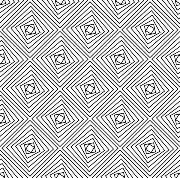 Patrón geométrico sin costura en blanco y negro con línea y fondo cuadrado, abstracto . — Archivo Imágenes Vectoriales