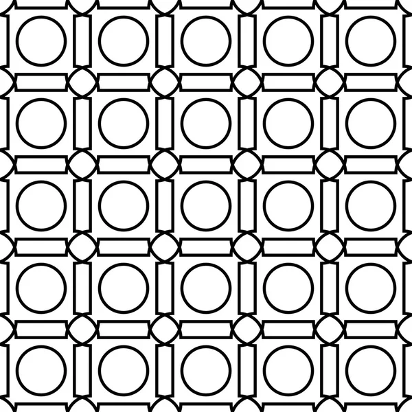黑色和白色几何无缝模式与线和圆、 抽象背景. — 图库矢量图片