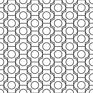 Siyah ve beyaz çizgili ve daire, arka plan ile geometrik seamless modeli.