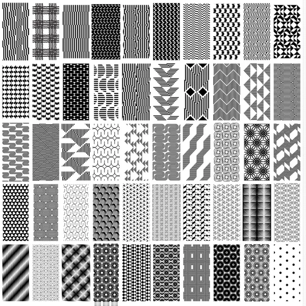 50 siyah-beyaz geometrik seamless modeli küme.