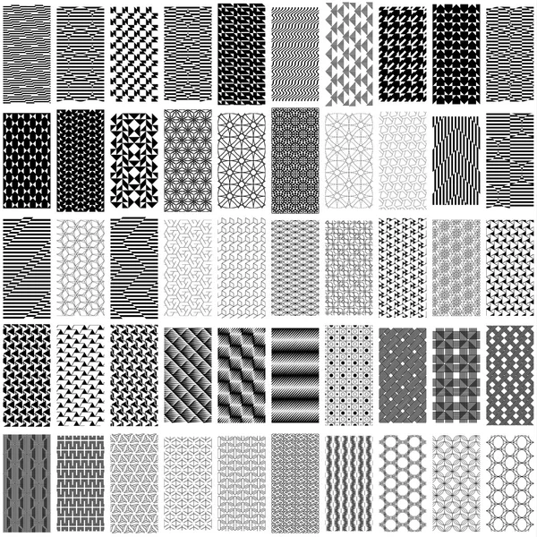 Set of black and white geometric seamless pattern. — Stock Vector