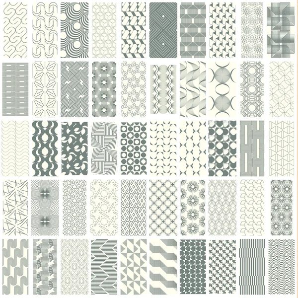 50 geometric seamless pattern set. — Stock Vector