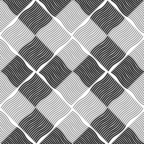 물결 모양 선, 추상적인 배경으로 흑인과 백인 기하학적 완벽 한 패턴. — 스톡 벡터