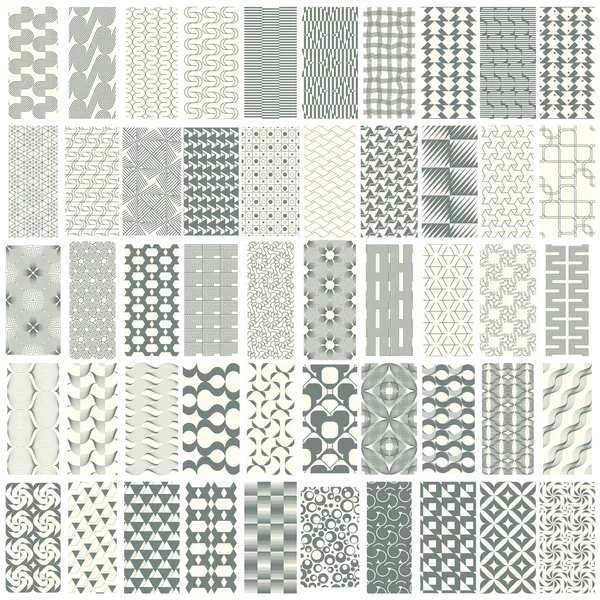 Conjunto de 50 patrones geométricos sin costura . — Archivo Imágenes Vectoriales