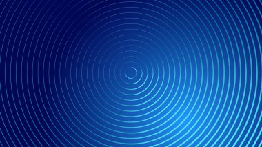 Gradyan mavi arkaplanda soyut, parlak çizgi çember deseni. Vektör illüstrasyonu.