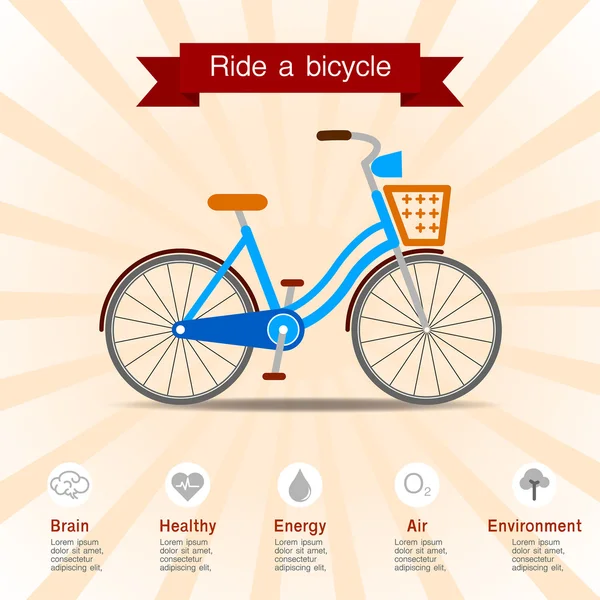 Os benefícios de andar de bicicleta . — Vetor de Stock