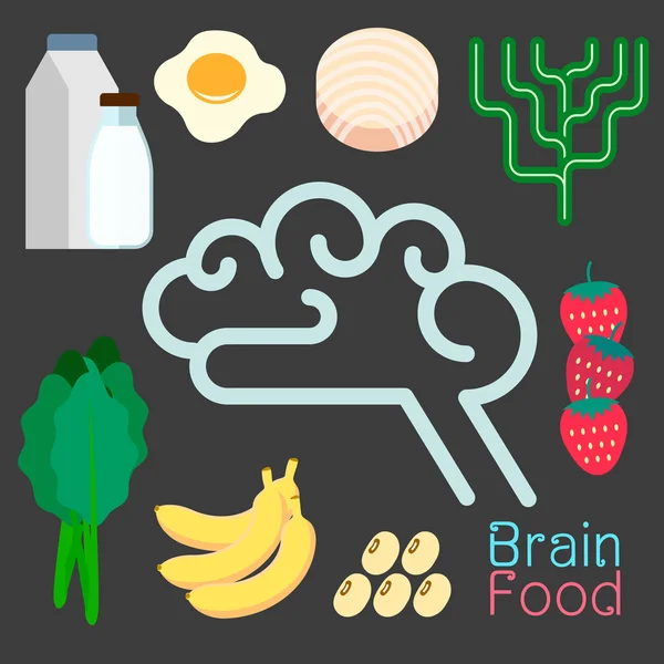 Εγκέφαλος στοιχεία infographic των τροφίμων — Διανυσματικό Αρχείο