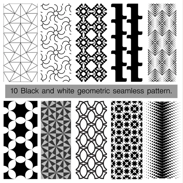 10 noir et blanc motif géométrique sans couture . — Image vectorielle