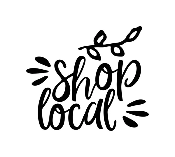 SHOP LOCAL el çizimi metin ve karalama rozetleri, logo, simgeler.
