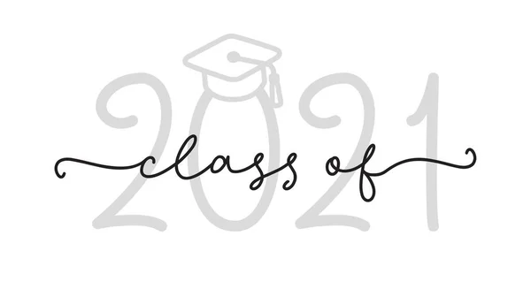 CLASE DE 2021. Logo de graduación. Guión de caligrafía moderna para la escuela secundaria, graduado universitario. — Vector de stock