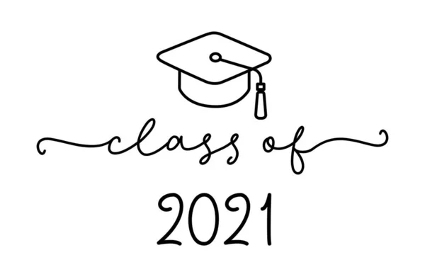 CLASE DE 2021. Logo de graduación con tapa. — Vector de stock