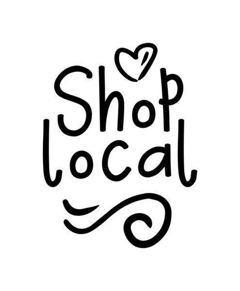 SHOP LOCAL el çizimi metin ve karalama rozetleri, logo, simgeler.