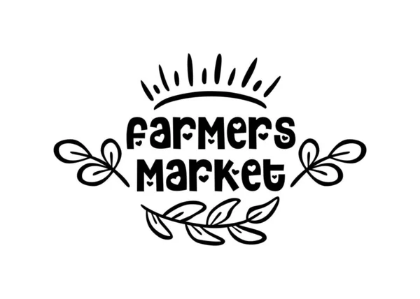 Bauernmarkt handgezeichnete Doodles Abzeichen, Logo, Symbol, Etikett. — Stockvektor