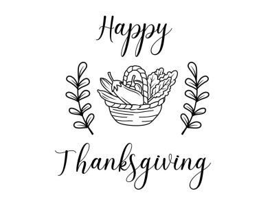 Şükran Günü tipografisi. Şükran Günü için el yazısı çizimleri çizerek teşekkür edin..
