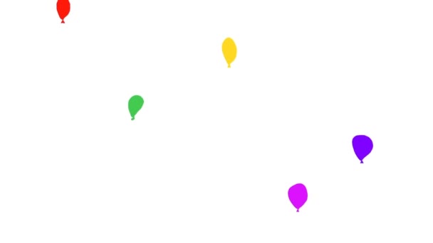 Globos Coloridos Dibujados Mano Que Vuelan Sobre Fondo Blanco Animación — Vídeos de Stock