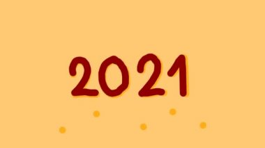 Yıl 2021. 2021 yılının kırmızı harflerini sarı arka planda elle çizdim. Basit retro biçimi.