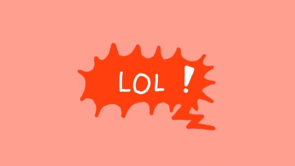 Lol Lots Laugh Animation Hand Drawn Comic Style Speech Bubble — Stock Video
