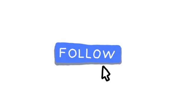Mouse Pointer Hovering Clicking Follow Button Blue Follow Button Social — Stock Video