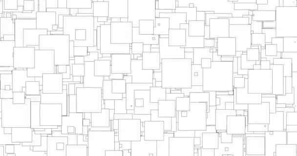 Schwarze Umrisse Abstrakter Quadrate Bewegen Sich Langsam Auf Weißem Hintergrund — Stockvideo