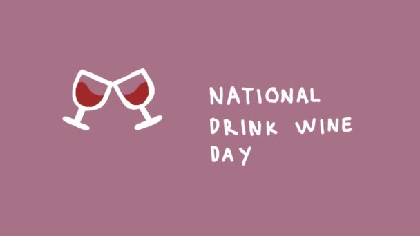 National Drink Wine Day Cartoon Animation Concept Text National Drink — Stock Video