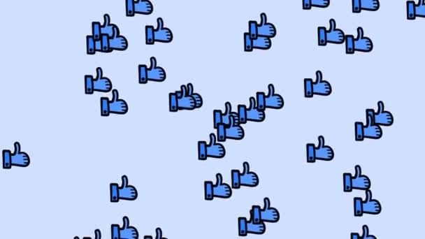 Wiele Niebieskich Rąk Kciukiem Górze Elementy Sieci Społecznościowych Animacja Ręcznie — Wideo stockowe